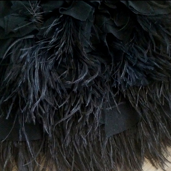 Ostrich feather hem black dress - Picture 4 of 6